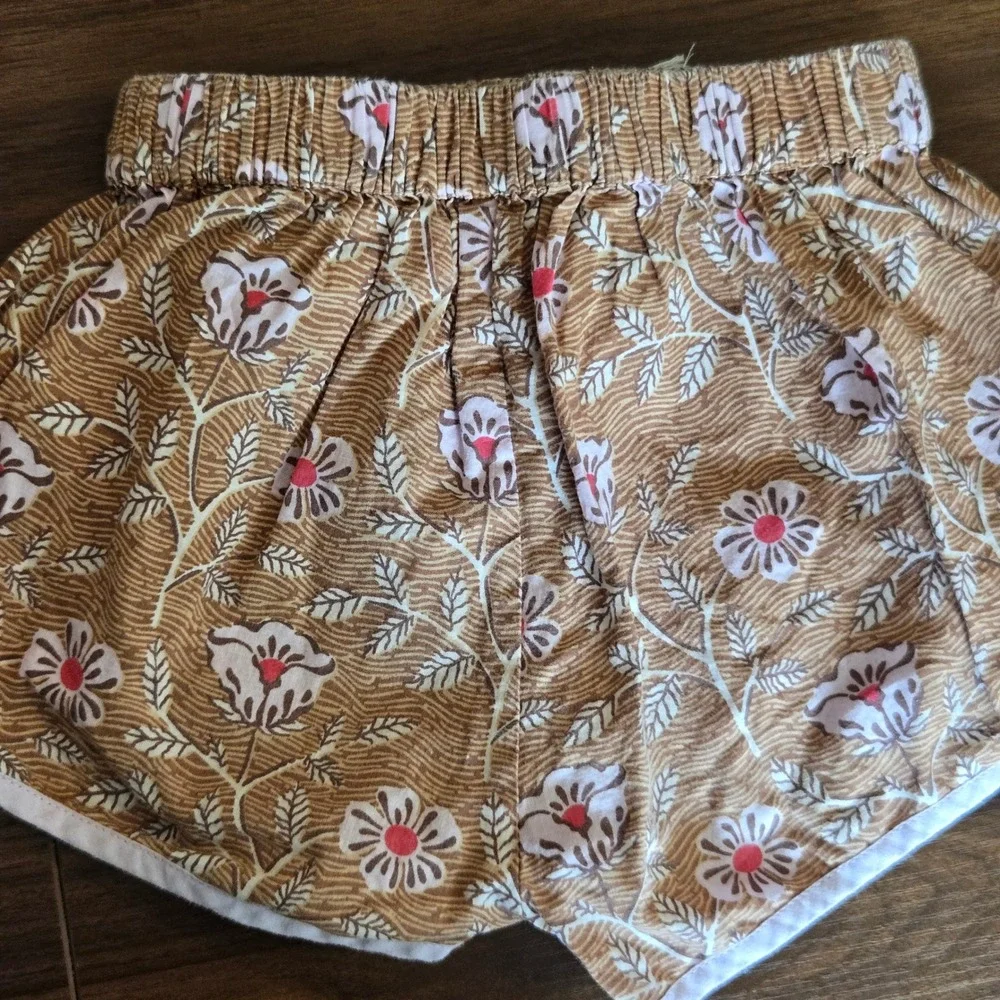 Pink Chicken New York Girls Floral Dolphin Shorts Tan Brown Tassel 3Y